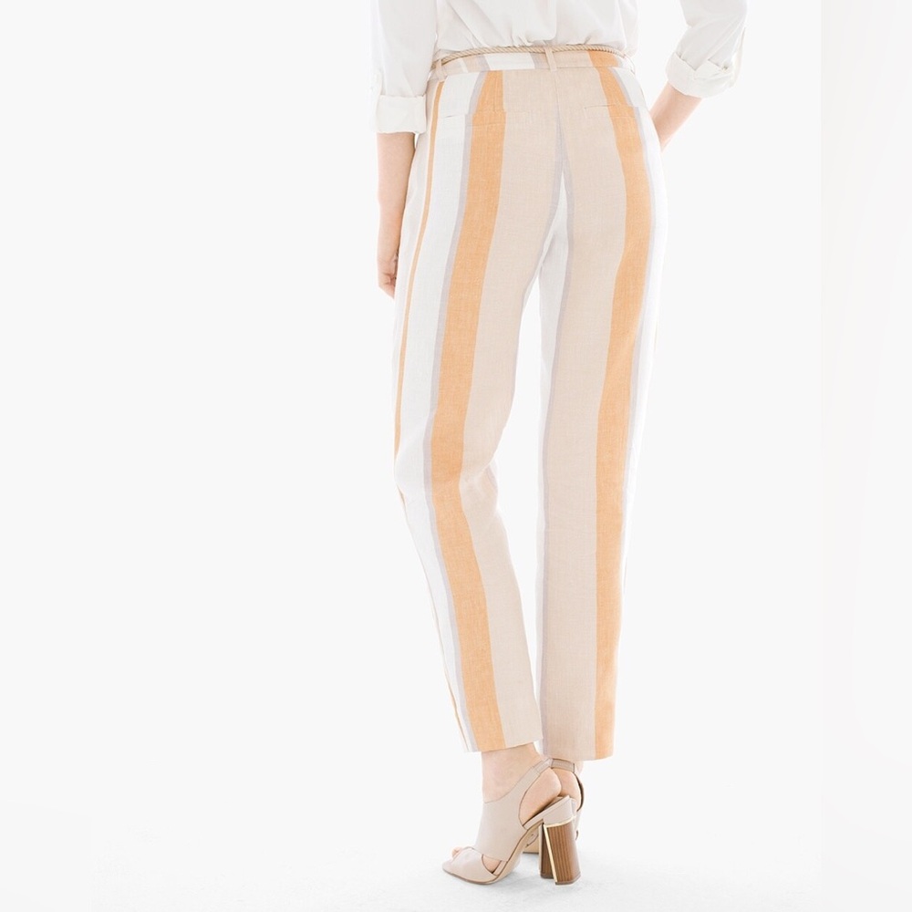 Chicos Neutral Stripe Linen Pants
